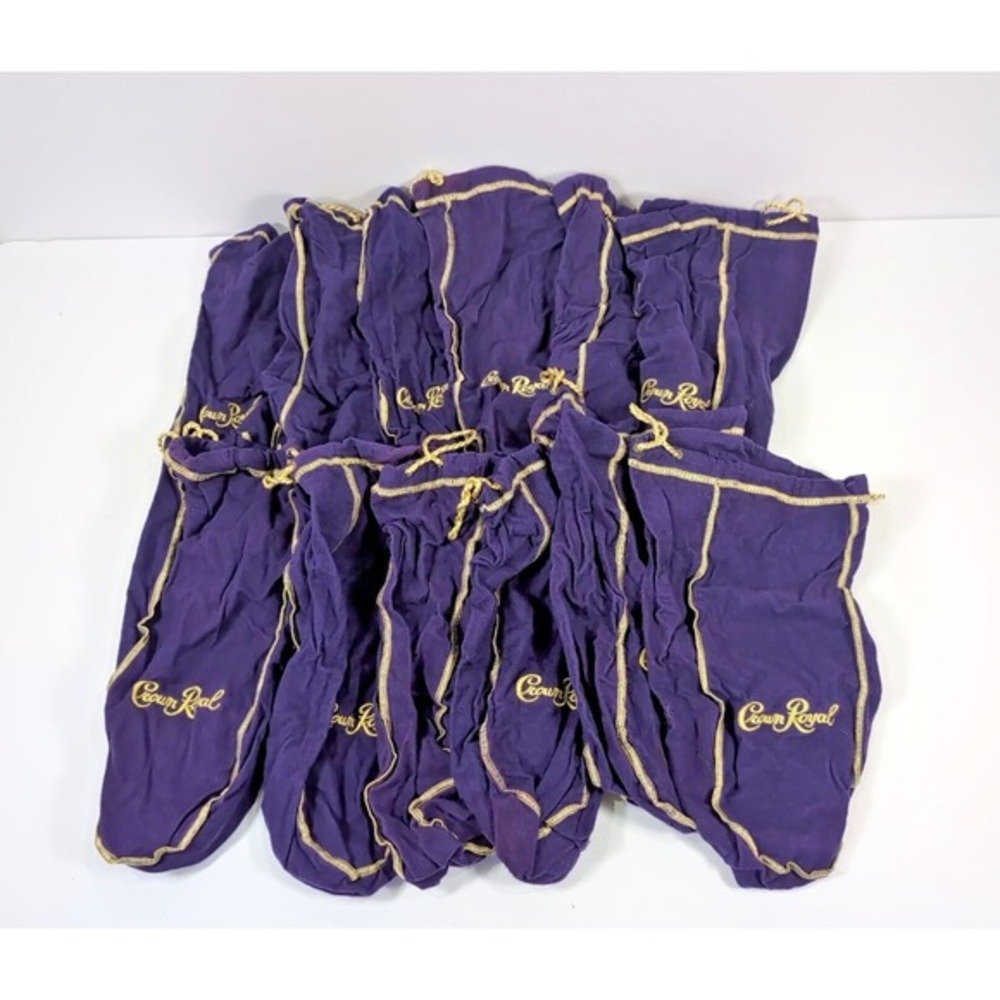 Crown Royal Drawstring Empty Bags Purple Gold Lot Of 12 - 13 Inch Long‎ Bags